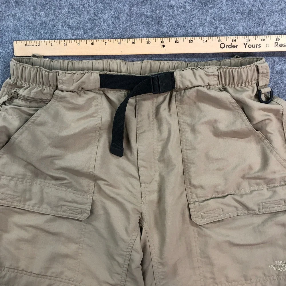The North Face Mens Cargo Pants XL Tan Convertible Hiking Belted Nylon Outdoors